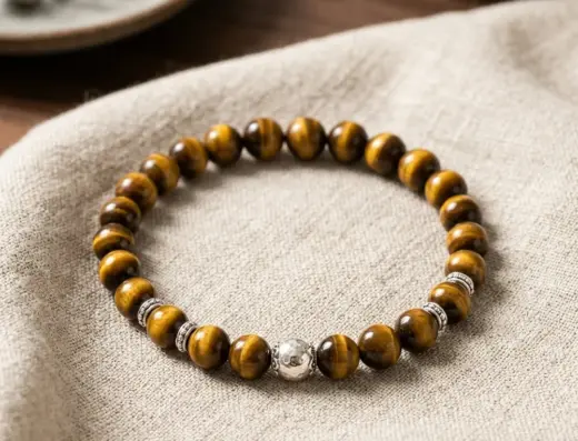 Just Shirley tiger's eye bracelet with golden-brown gemstone beads